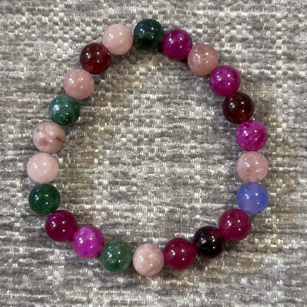 🧘🏻‍♀️HP🧘🏻‍♀️Handmade Healing Natural Tourmaline Stone Beaded Bracelet, Size 7”